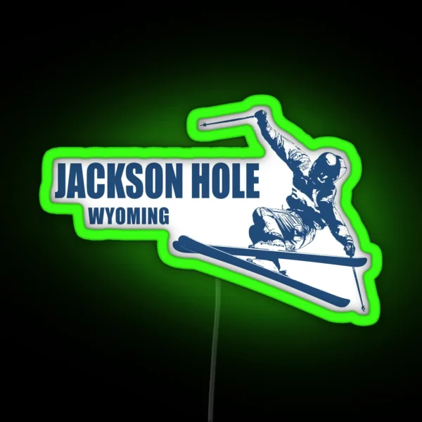 Jackson Hole Wyoming Skier RGB Neon Sign