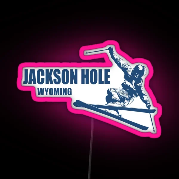 Jackson Hole Wyoming Skier RGB Neon Sign