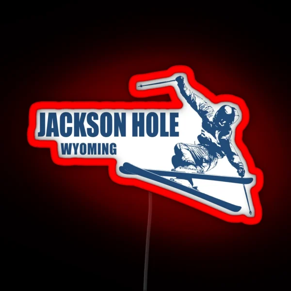 Jackson Hole Wyoming Skier RGB Neon Sign