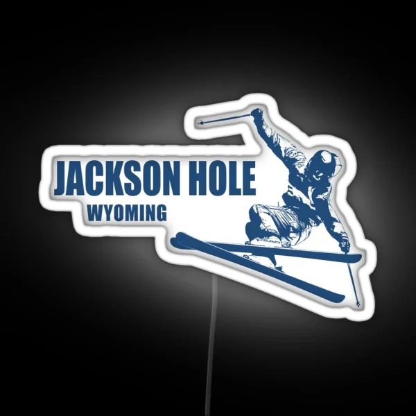 Jackson Hole Wyoming Skier RGB Neon Sign