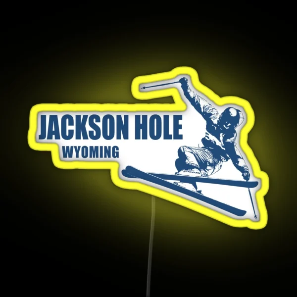 Jackson Hole Wyoming Skier RGB Neon Sign