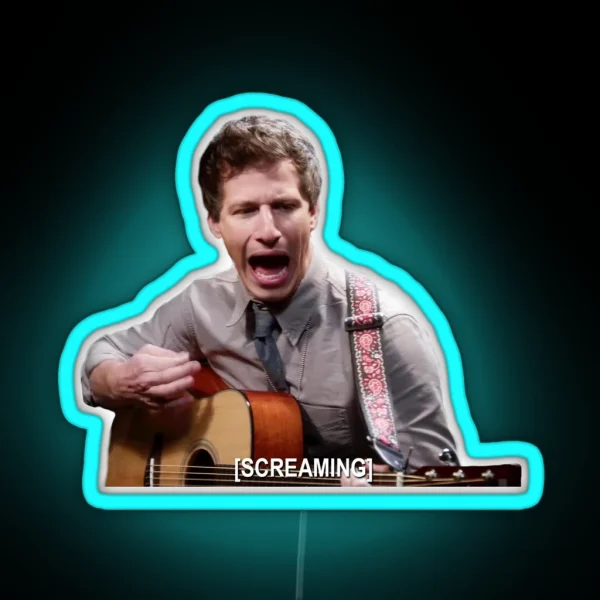 Jake Peralta Screaming With Guitar RGB Neon Sign