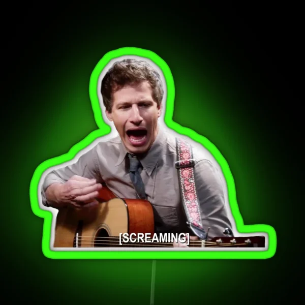 Jake Peralta Screaming With Guitar RGB Neon Sign