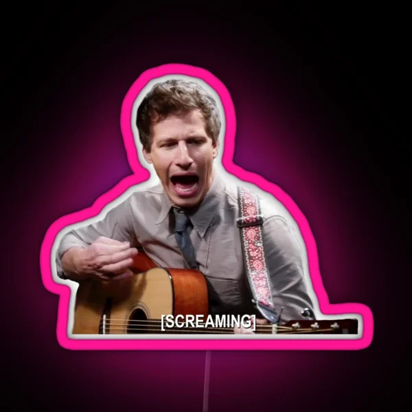 Jake Peralta Screaming With Guitar RGB Neon Sign