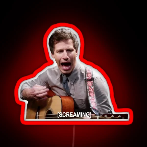 Jake Peralta Screaming With Guitar RGB Neon Sign