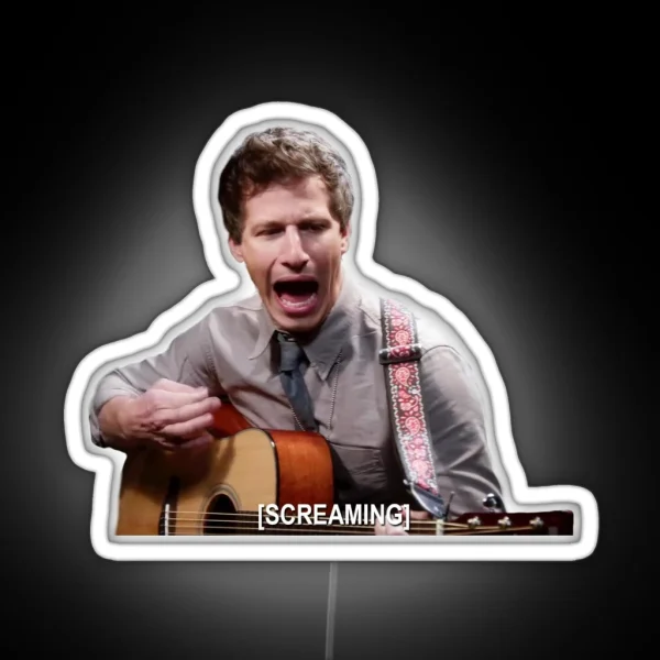 Jake Peralta Screaming With Guitar RGB Neon Sign