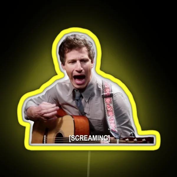 Jake Peralta Screaming With Guitar RGB Neon Sign