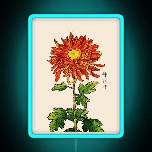 Japanese Chrysanthemum Orange And Gold RGB Neon Sign