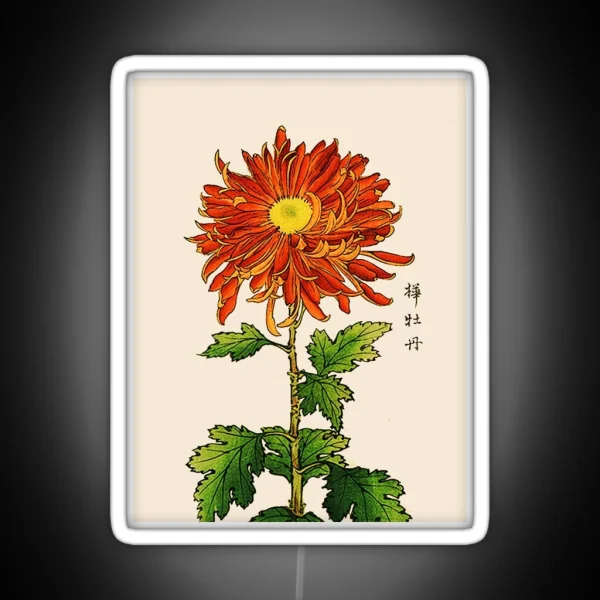 Japanese Chrysanthemum Orange And Gold RGB Neon Sign
