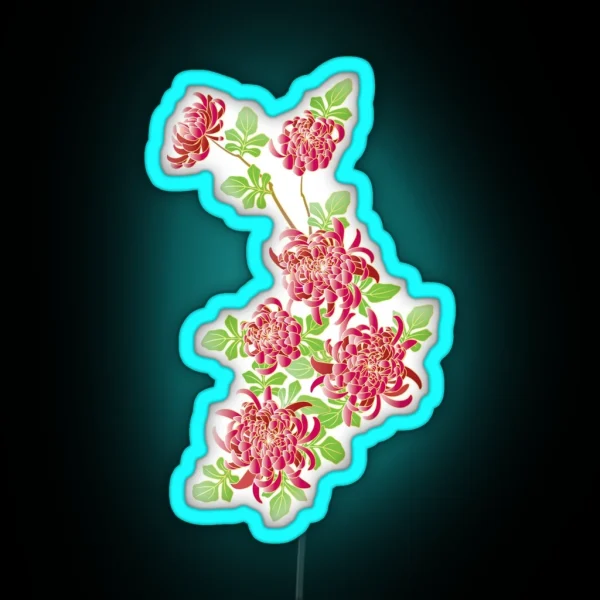 Japanese Pink Chrysanthemum Flower RGB Neon Sign