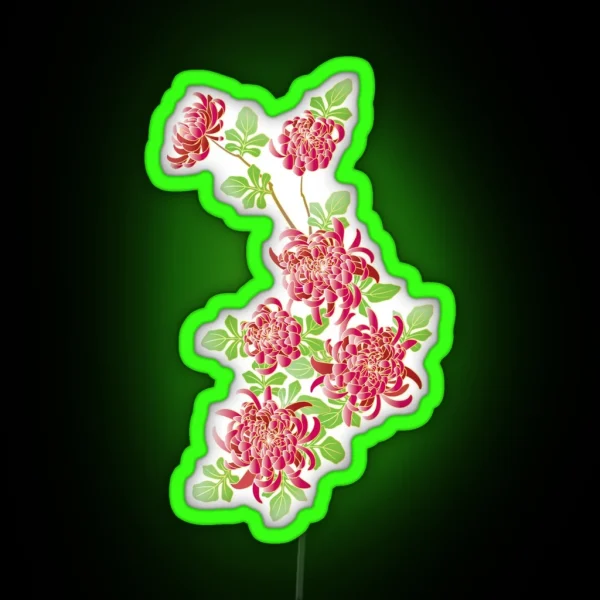 Japanese Pink Chrysanthemum Flower RGB Neon Sign