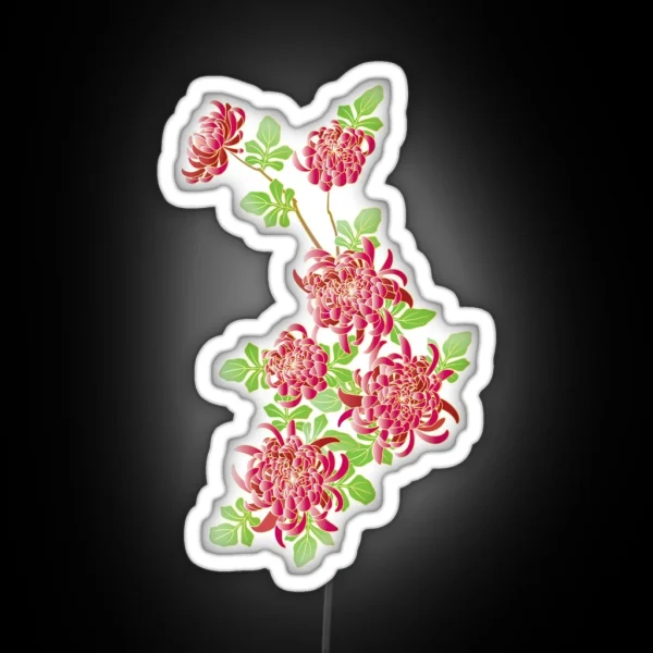 Japanese Pink Chrysanthemum Flower RGB Neon Sign
