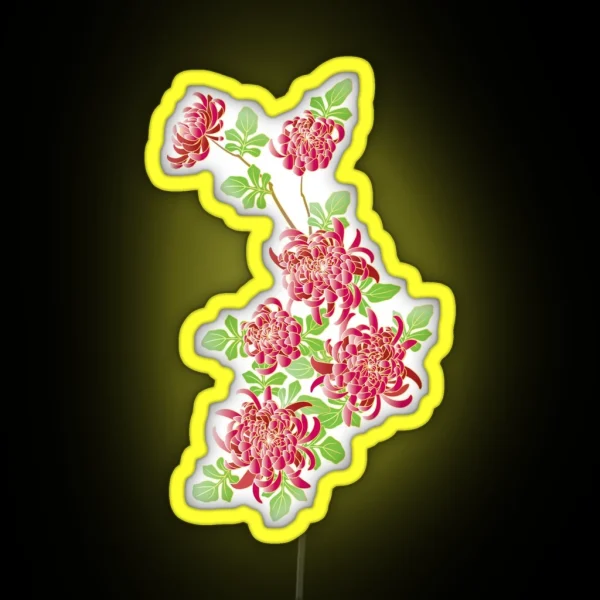 Japanese Pink Chrysanthemum Flower RGB Neon Sign