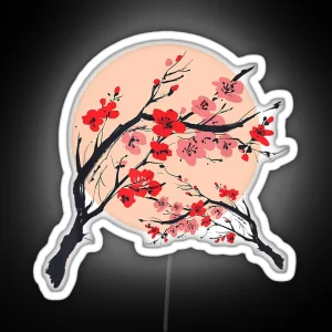 Japanese Pink Sakura Red Cherry Blossom Flower Moon Kawai RGB Neon Sign
