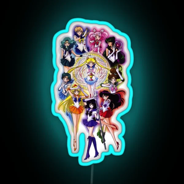 Japanese Sailor Anime Moon Retro Men Women Tee Led Led RGB Neon Sign