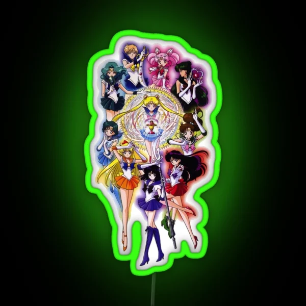 Japanese Sailor Anime Moon Retro Men Women Tee Led Led RGB Neon Sign