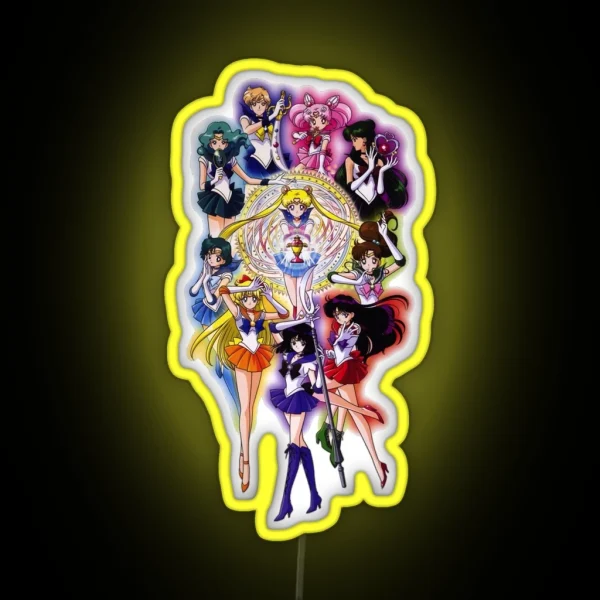 Japanese Sailor Anime Moon Retro Men Women Tee Led Led RGB Neon Sign