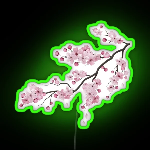 Japanese Sakura Graphic Vintage Cherry Blossom Sakura RGB Neon Sign