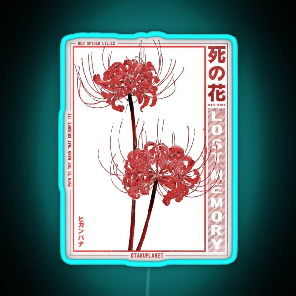 Japanese Spider Lily In Grunge Anime Aesthetic Flower RGB Neon Sign