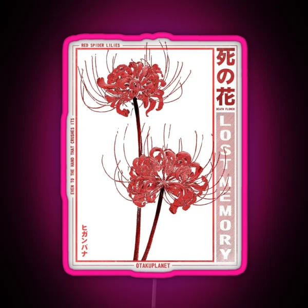 Japanese Spider Lily In Grunge Anime Aesthetic Flower RGB Neon Sign
