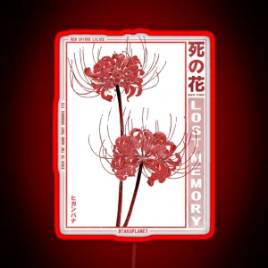 Japanese Spider Lily In Grunge Anime Aesthetic Flower RGB Neon Sign