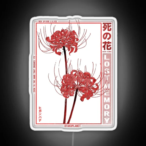Japanese Spider Lily In Grunge Anime Aesthetic Flower RGB Neon Sign
