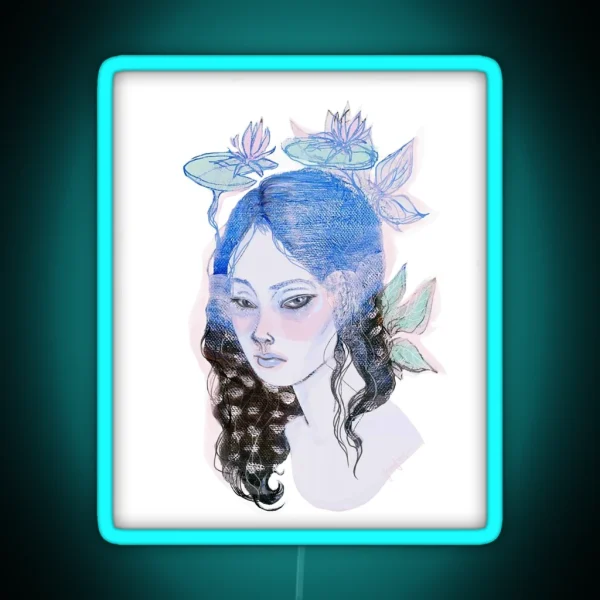Japanese Waterlily Mermaid RGB Neon Sign