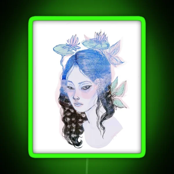 Japanese Waterlily Mermaid RGB Neon Sign