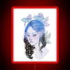 Whimsical underwater scene with Japanese waterlily and mermaid neon accents.