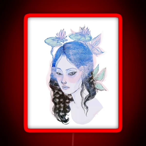Japanese Waterlily Mermaid RGB Neon Sign
