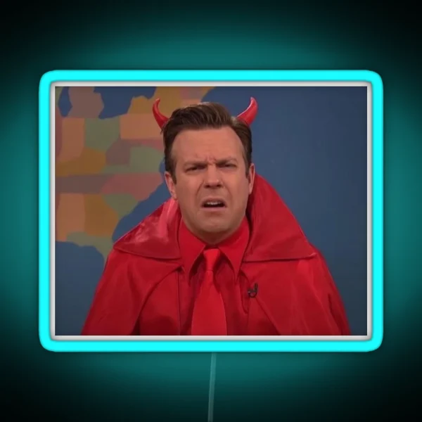 Jason Sudeikis Devil Disgusted Face RGB Neon Sign