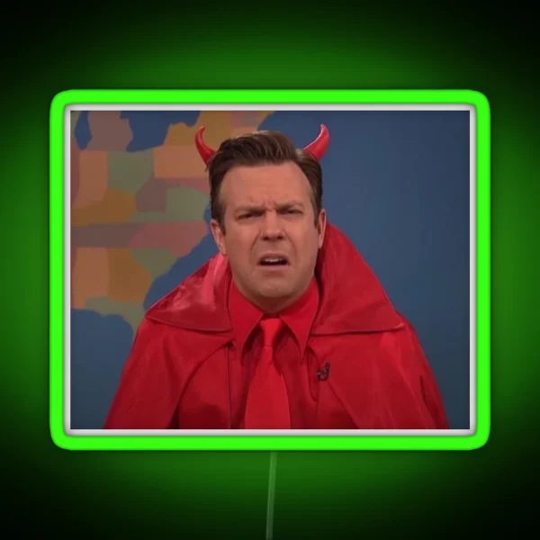 Jason Sudeikis Devil Disgusted Face RGB Neon Sign