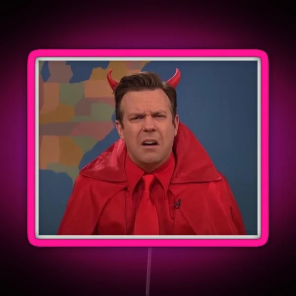 Jason Sudeikis Devil Disgusted Face RGB Neon Sign
