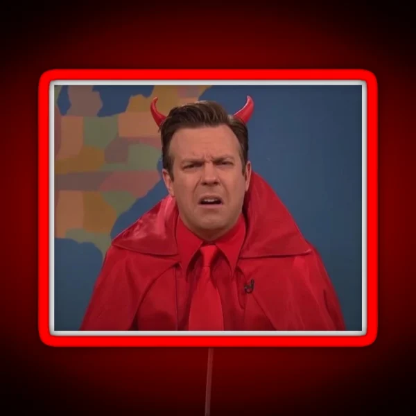 Jason Sudeikis Devil Disgusted Face RGB Neon Sign