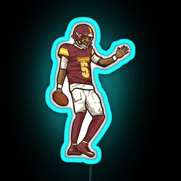 Jayden Daniels Touchdown Celebration Cartoon RGB Neon Sign