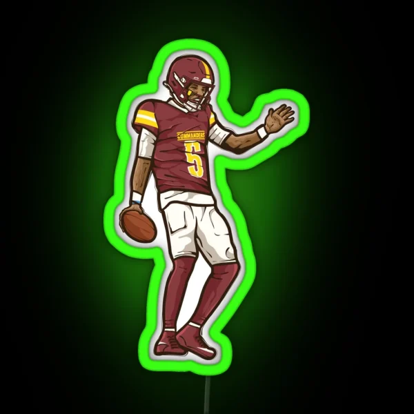 Jayden Daniels Touchdown Celebration Cartoon RGB Neon Sign