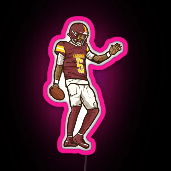Jayden Daniels Touchdown Celebration Cartoon RGB Neon Sign