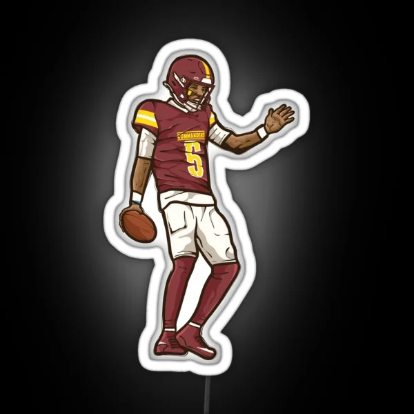 Jayden Daniels Touchdown Celebration Cartoon RGB Neon Sign