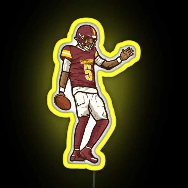 Jayden Daniels Touchdown Celebration Cartoon RGB Neon Sign