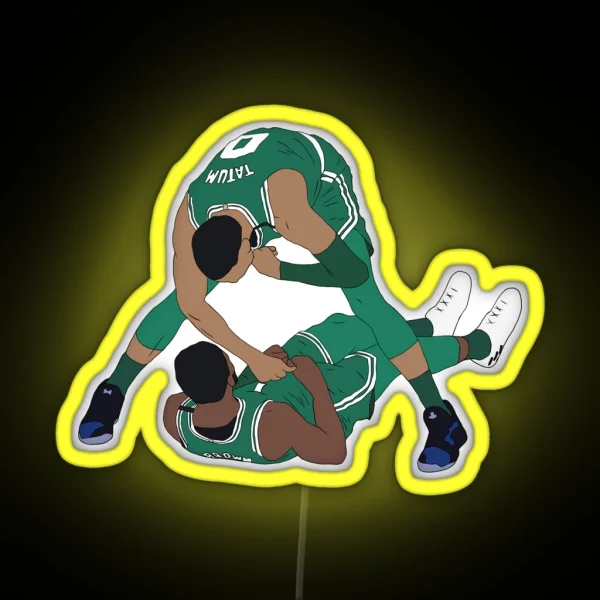 Jaylen Brown And Jayson Tatum Celebration RGB Neon Sign