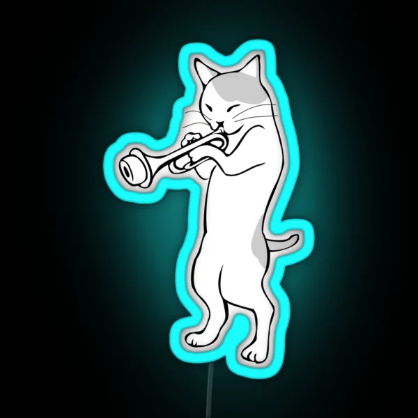 Jazz Cat Horn Player RGB Neon Sign