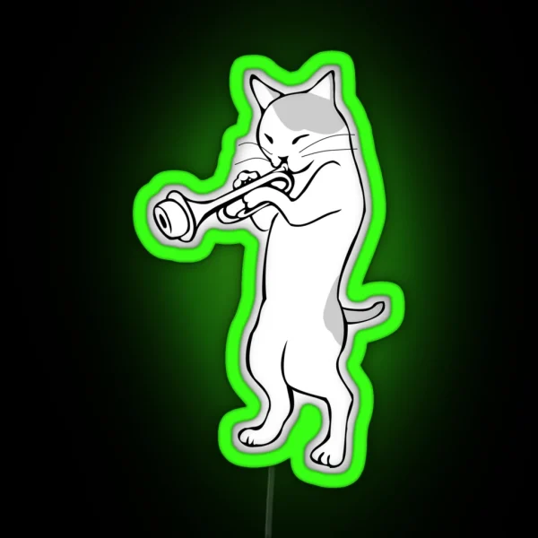 Jazz Cat Horn Player RGB Neon Sign