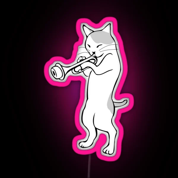 Jazz Cat Horn Player RGB Neon Sign
