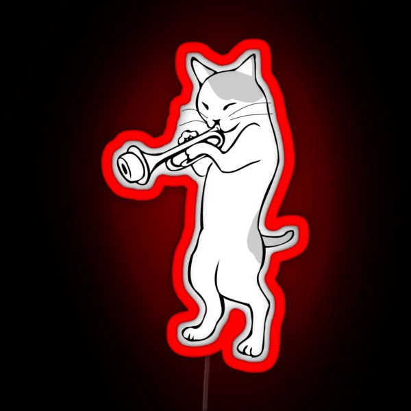 Jazz Cat Horn Player RGB Neon Sign