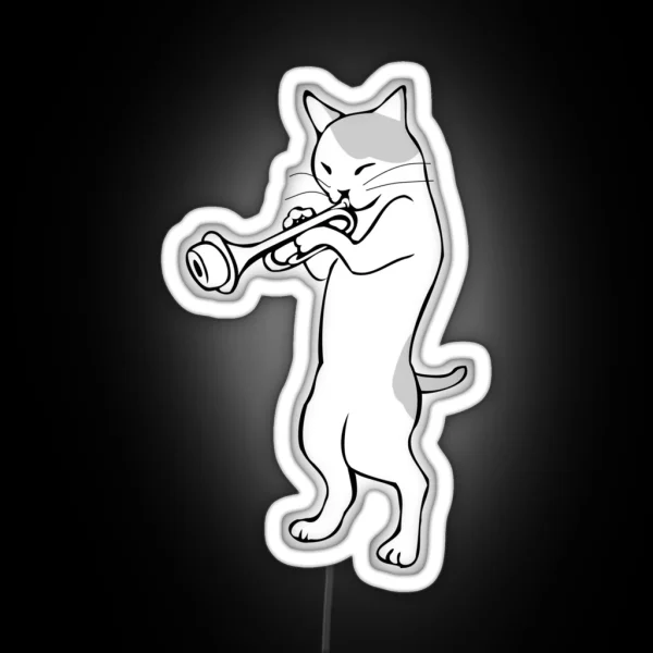 Jazz Cat Horn Player RGB Neon Sign