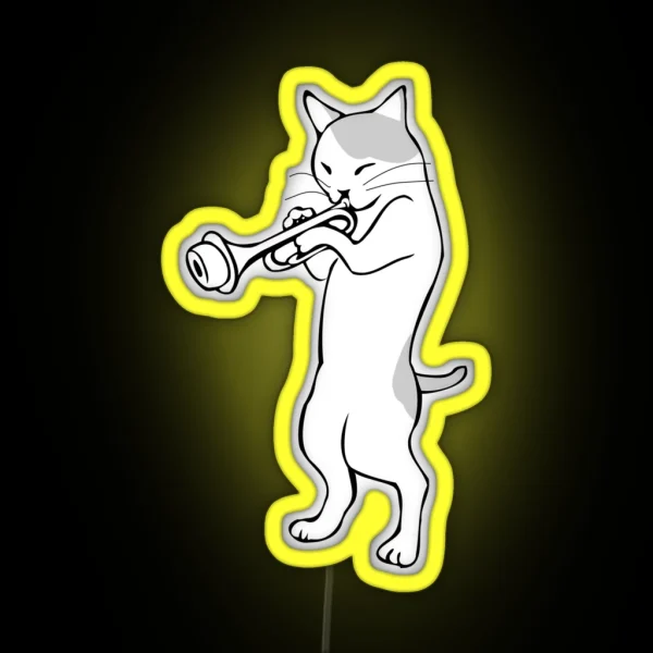Jazz Cat Horn Player RGB Neon Sign