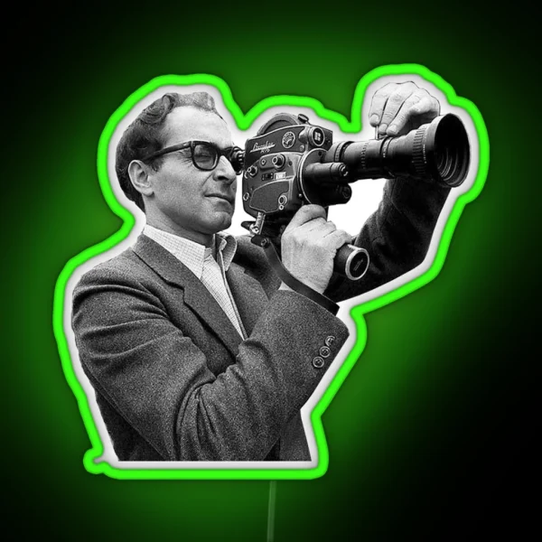 Jean Luc Godard With Camera RGB Neon Sign