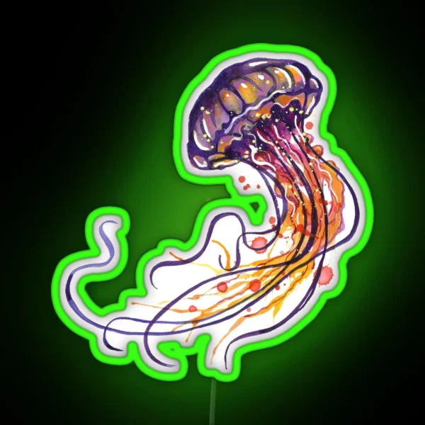 Jellyfish Watercolor RGB Neon Sign