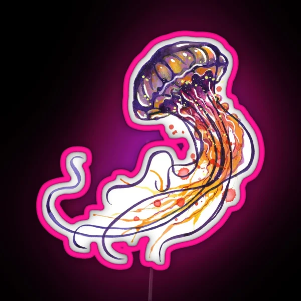 Jellyfish Watercolor RGB Neon Sign