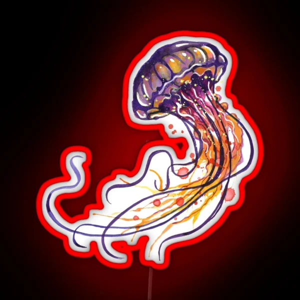Jellyfish Watercolor RGB Neon Sign